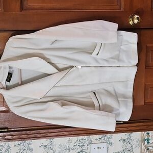 Bob Mackie-Wearable Art White Women's Moto-Style Fleece Jacket Sz XL